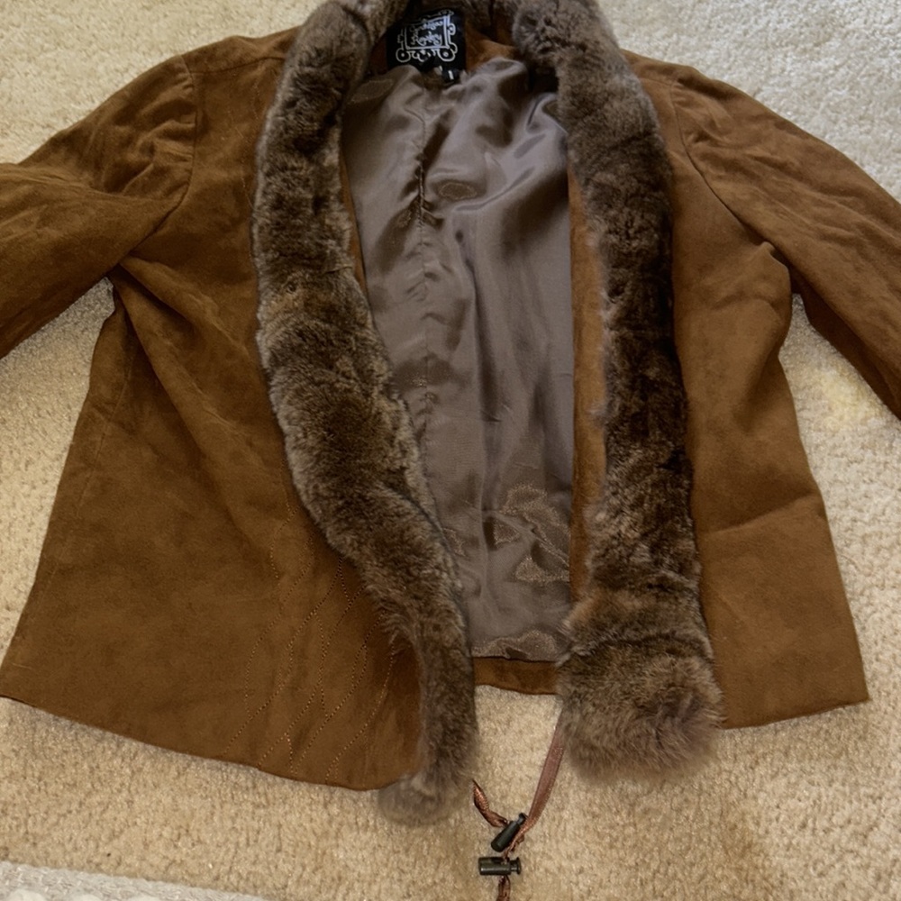Brand new Cynthia Rowley perfect suede jackets with fur trim. Size 2